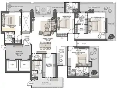 4 & 5 BHK Floor Plan Elan The Emperor