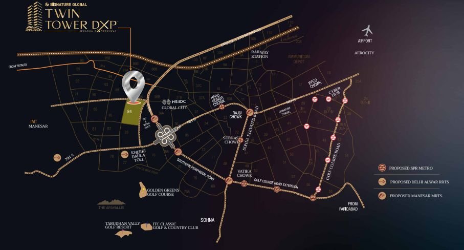 Signature Global Twin Tower DXP Location Map