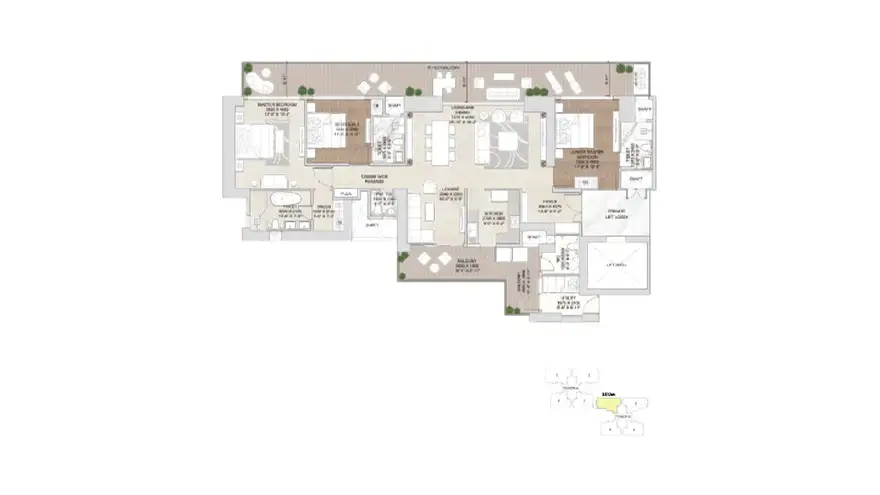 3.5 BHK Floor Plan Signature Global Twin Tower DXP
